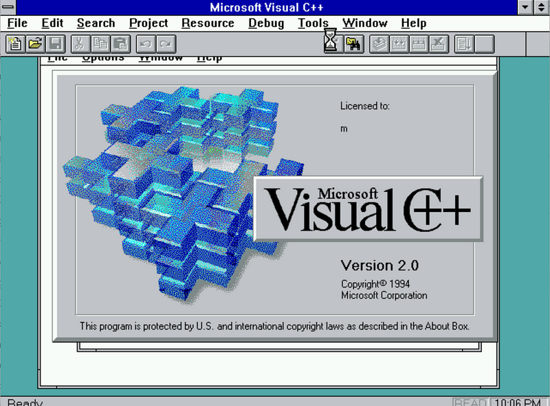 Visual C++ 2.0 splash screen